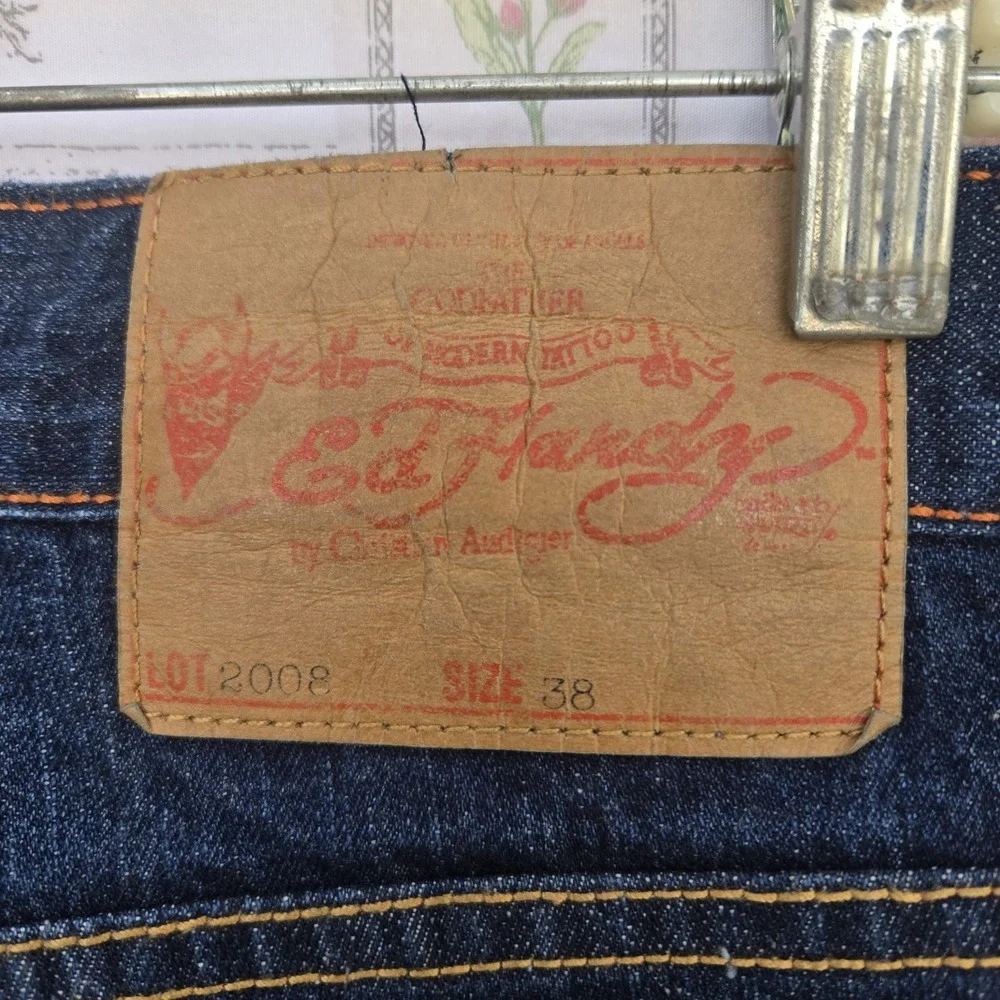 Rare Vintage Ed Hardy Christian Audigier Tiger In Flames Embroidered Jean  38x34